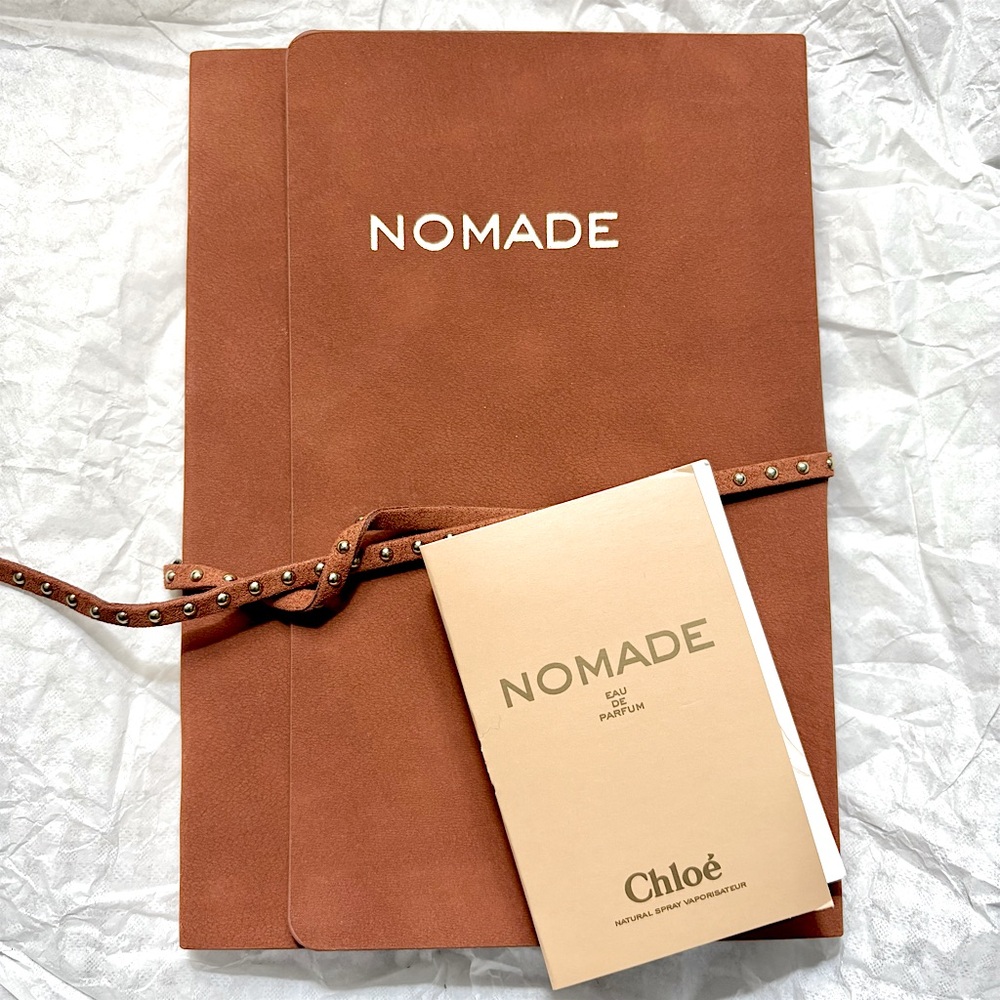 Chloe🔏Notebook Nomade Brown Suede Journal Tie Wrap + Sampler Duo NEW